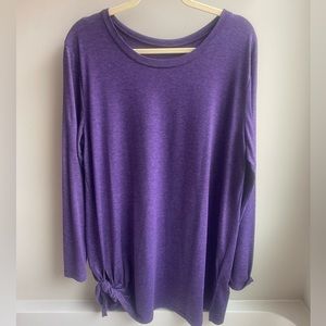 Womens Long Sleeve Purple Side Tie Top